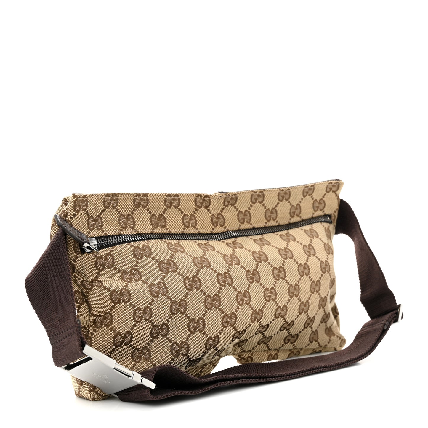 GG Monogram Double Pocket Belt Bag Dark Brown