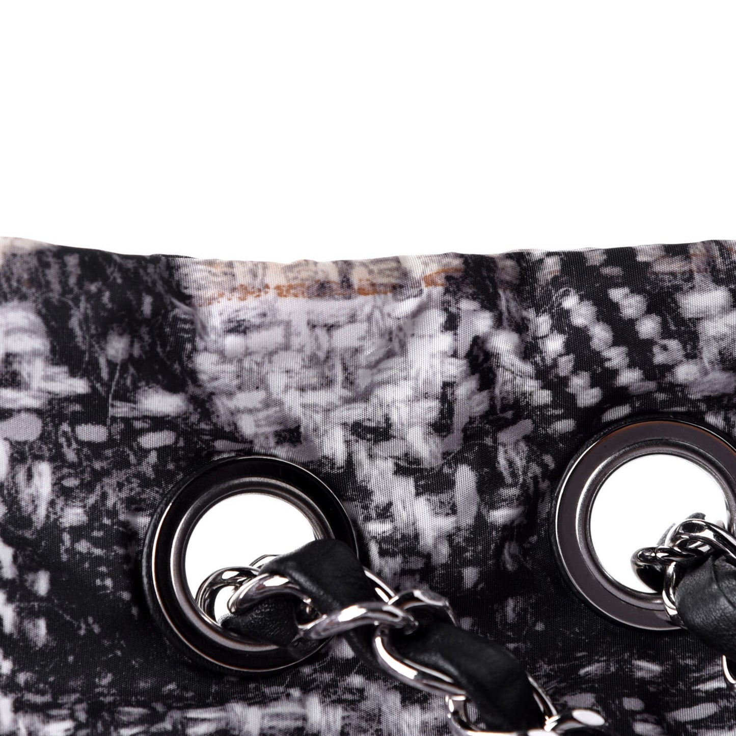 Nylon Tweed Print Jumbo Flap Black