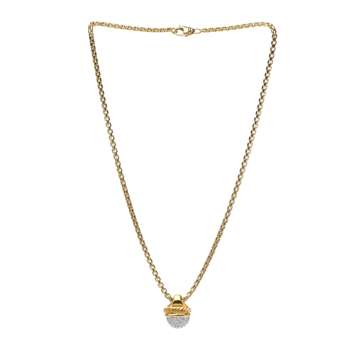 18K Yellow Gold Diamond Acorn Necklace
