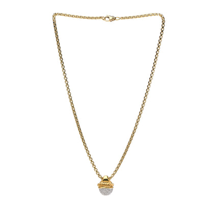 David Yurman 18K Yellow Gold Diamond Acorn Necklace 3 of 4