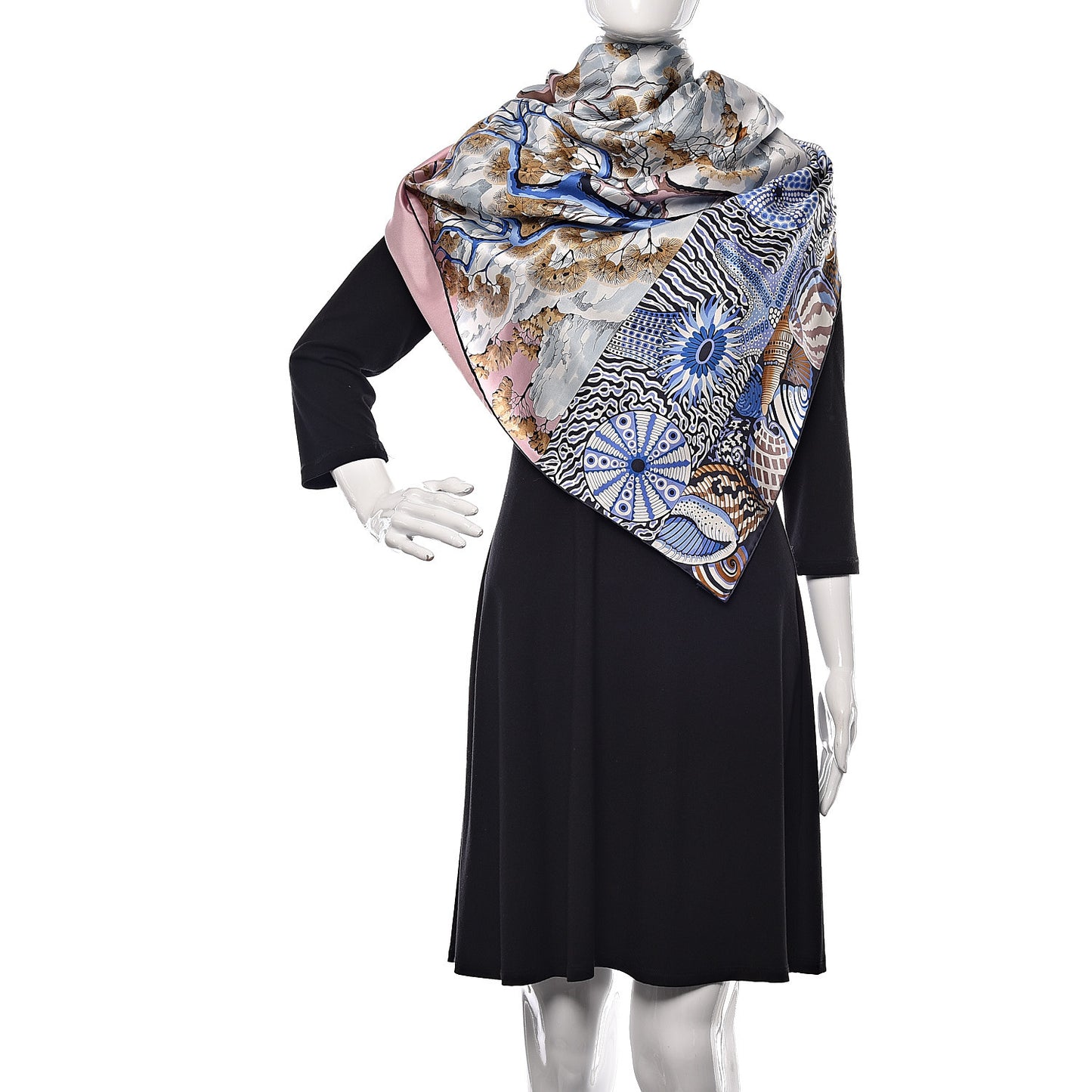 Silk Sieste Au Paradis Shawl 140 Bleu Glacier Vieux