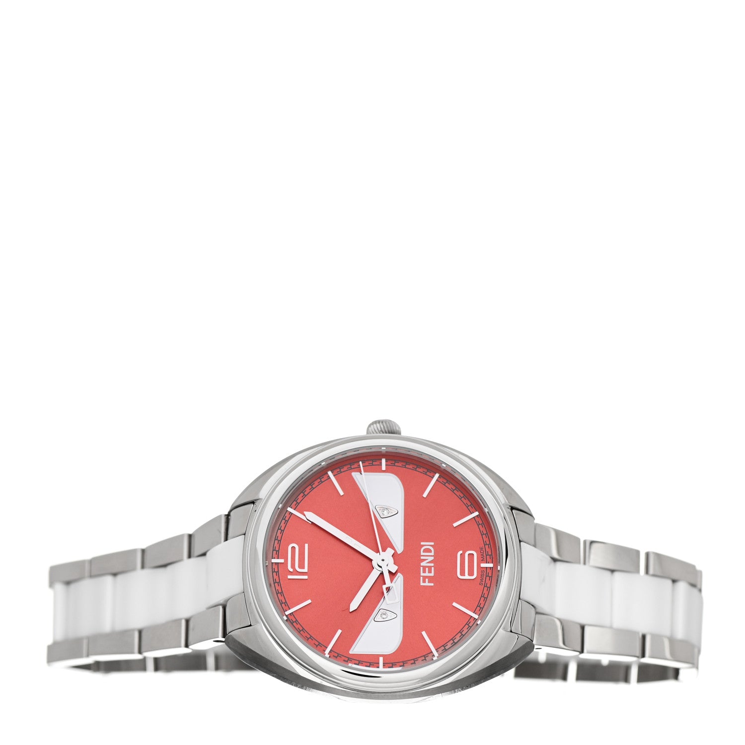 Fendi Stainless Steel Ceramic Diamond 34mm Momento Bugs Quartz Watch Orange 2 of 5