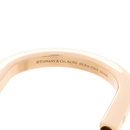Tiffany 18K Rose Gold Diamond Tiffany Lock Bangle Bracelet 2 of 7