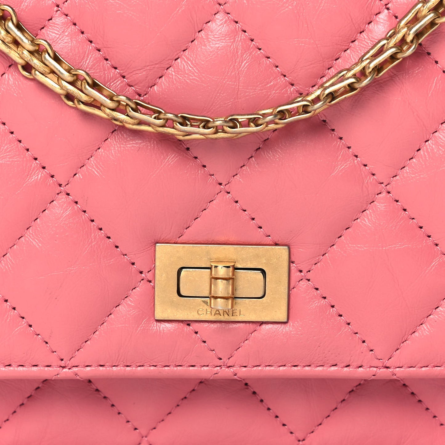 Aged Calfskin Quilted Reissue Wallet On Chain WOC Pink