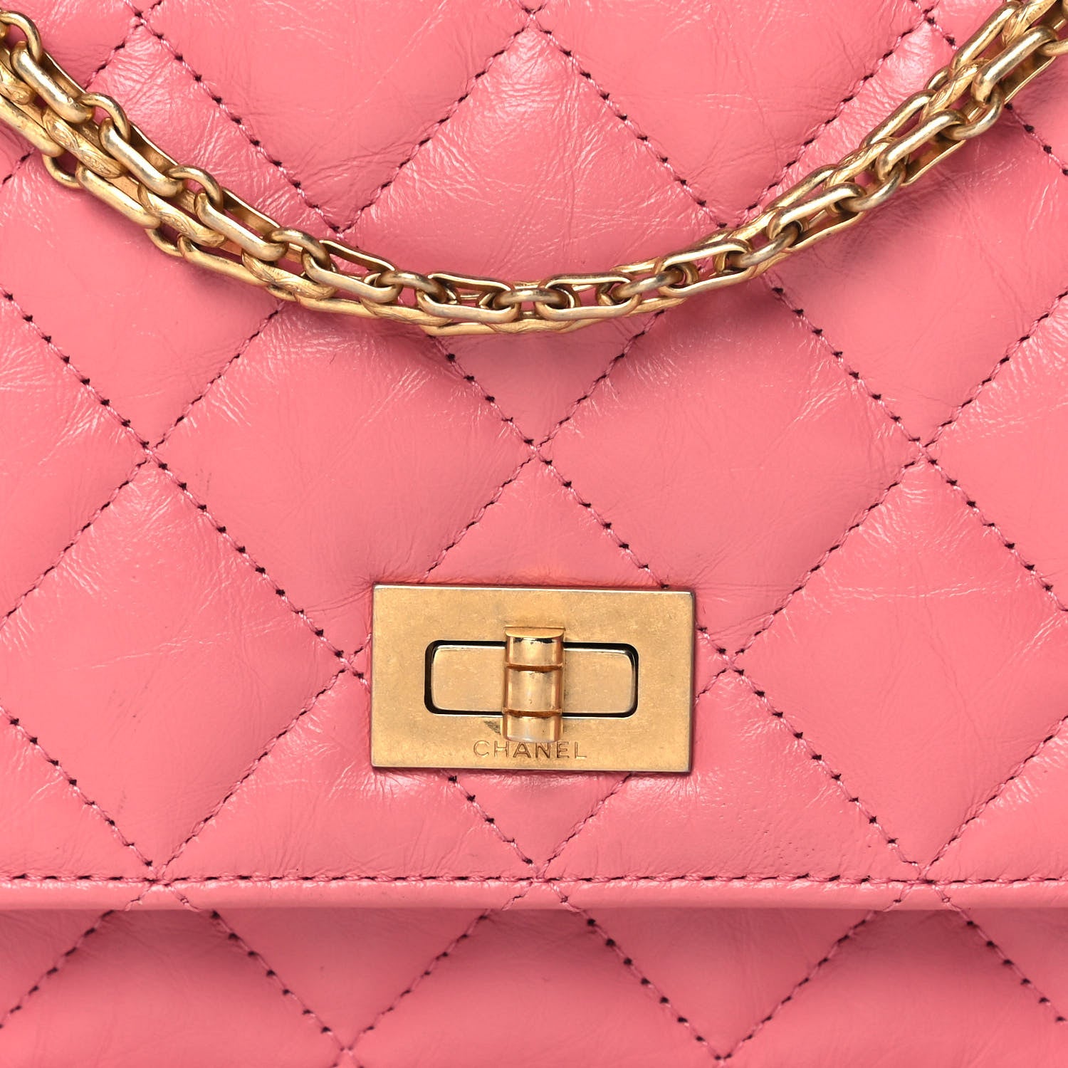 Chanel Aged Calfskin Quilted Reissue Wallet On Chain WOC Pink 6 of 14