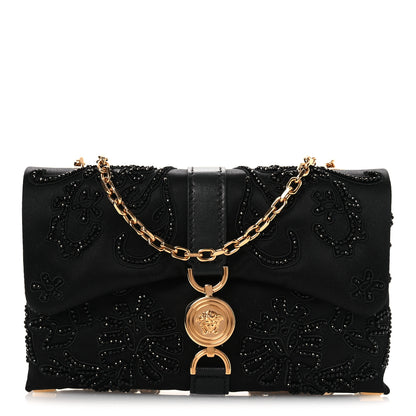 Versace Satin Crystal Mini Kleio Crossbody Bag Black 1 of 11