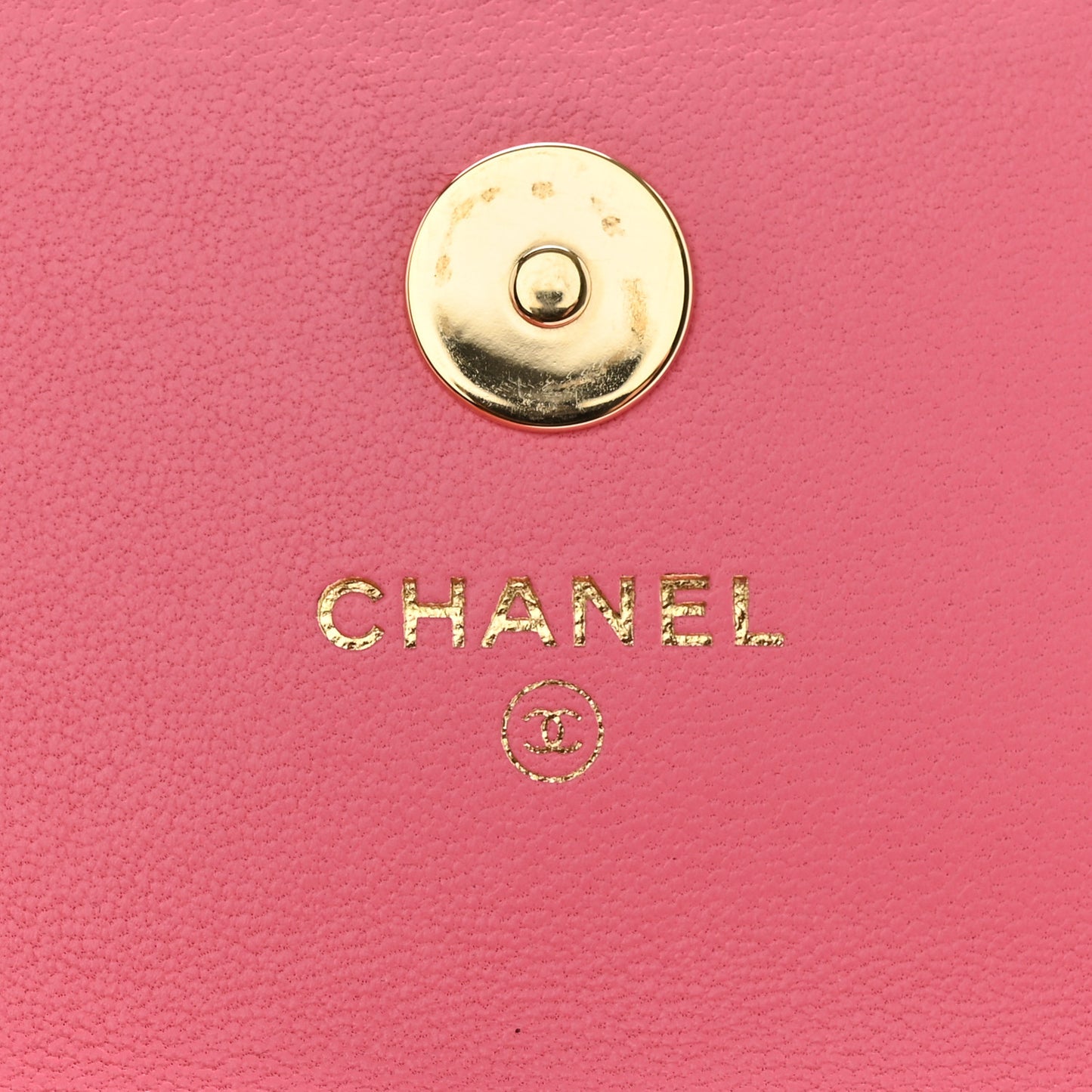Lambskin Quilted CC Hook Card Holder Pink
