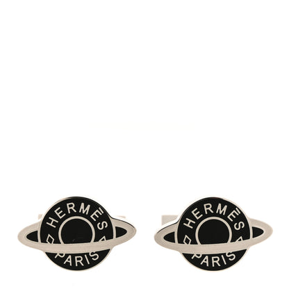 Hermes Metal Lacquer Planete H Cufflinks Black 1 of 3