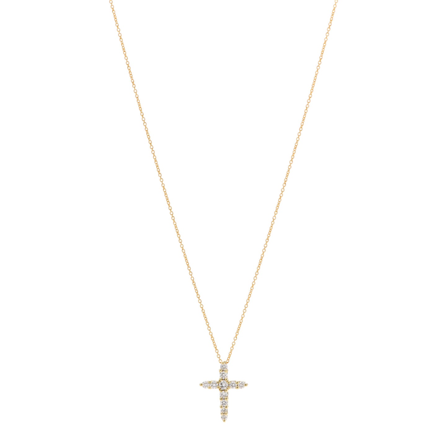 18K Yellow Gold Diamond .39ctw Cross Pendant Necklace