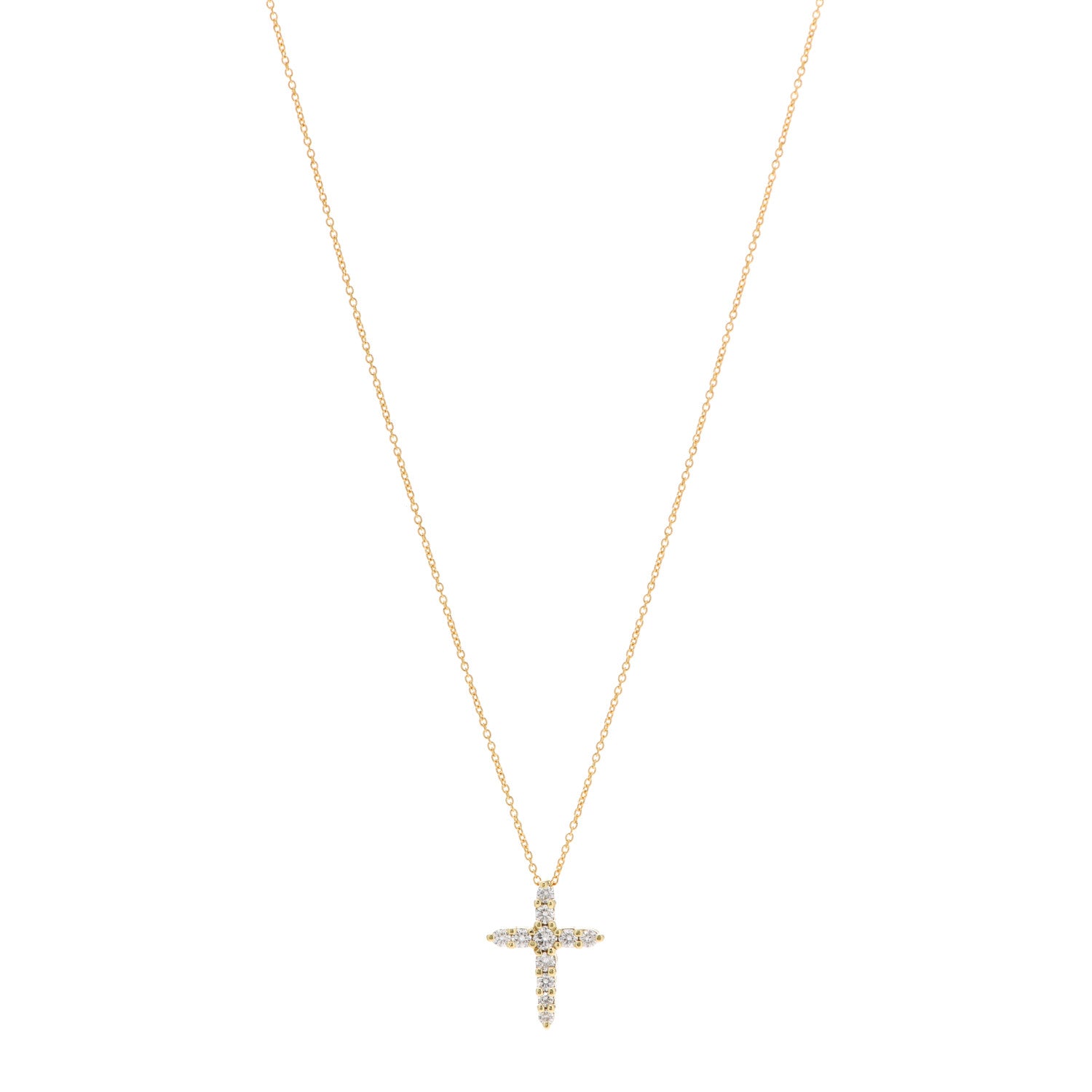 Roberto Coin 18K Yellow Gold Diamond .39ctw Cross Pendant Necklace 1 of 5