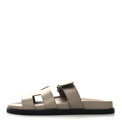 Hermes Calfskin Womens Chypre Sandals 41 Beige Mastic 1 of 9
