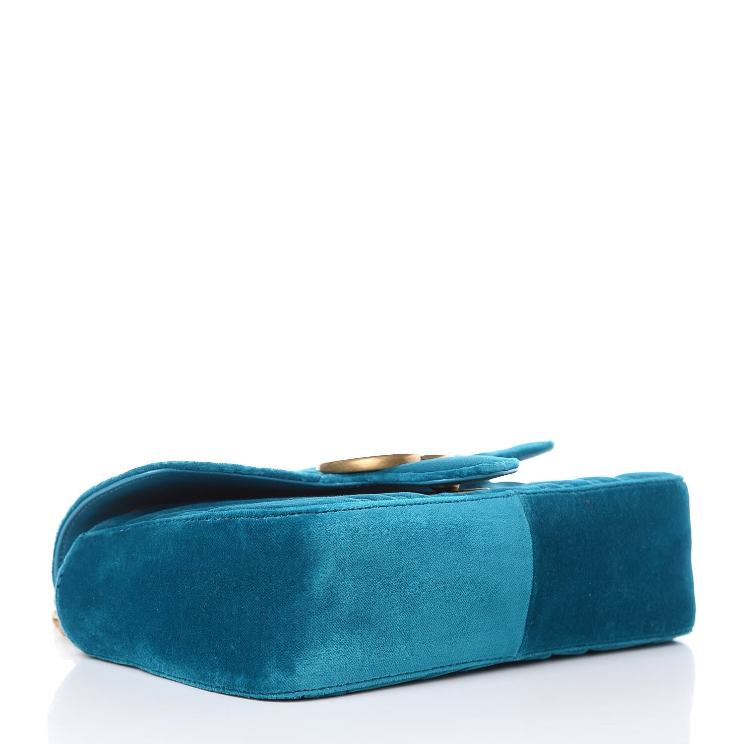Gucci Velvet Matelasse Mini GG Marmont Shoulder Bag Pavone Cyan 4 of 8