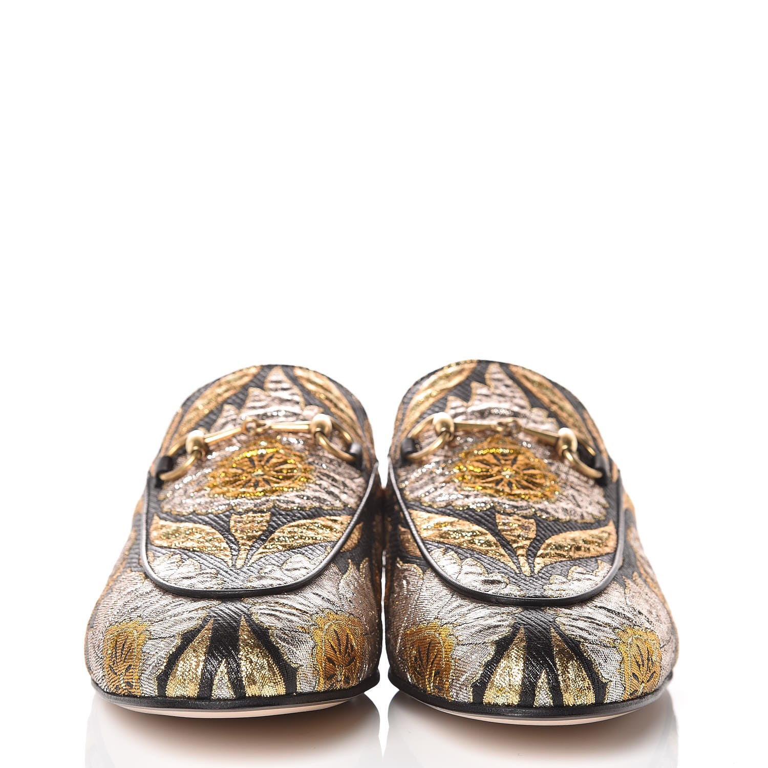 Gucci Jacquard Floral Womens Princetown Slippers 40 Oro Black 2 of 9