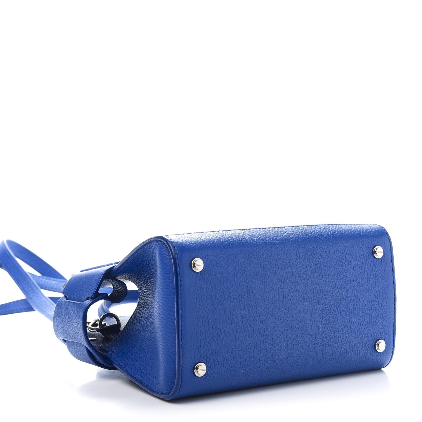 Grained Calfskin Mini Horizon Satchel Blue