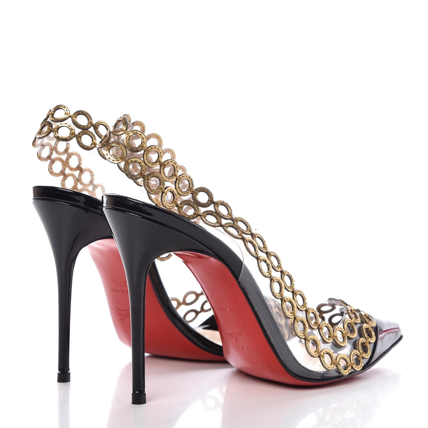 Patent PVC Malaika Half Dorsay 120 Pumps 37.5 Black Gold