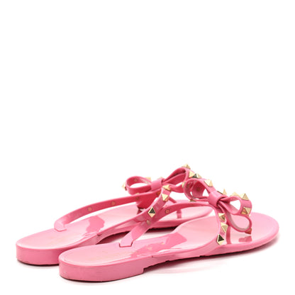 Valentino Garavani PVC Jelly Rockstud Bow Thong Sandals 40 Sweet Pink 4 of 8