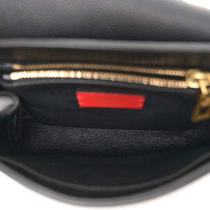Valentino Garavani Pebbled Calfskin Small VRing Chain Shoulder Bag Black 5 of 9