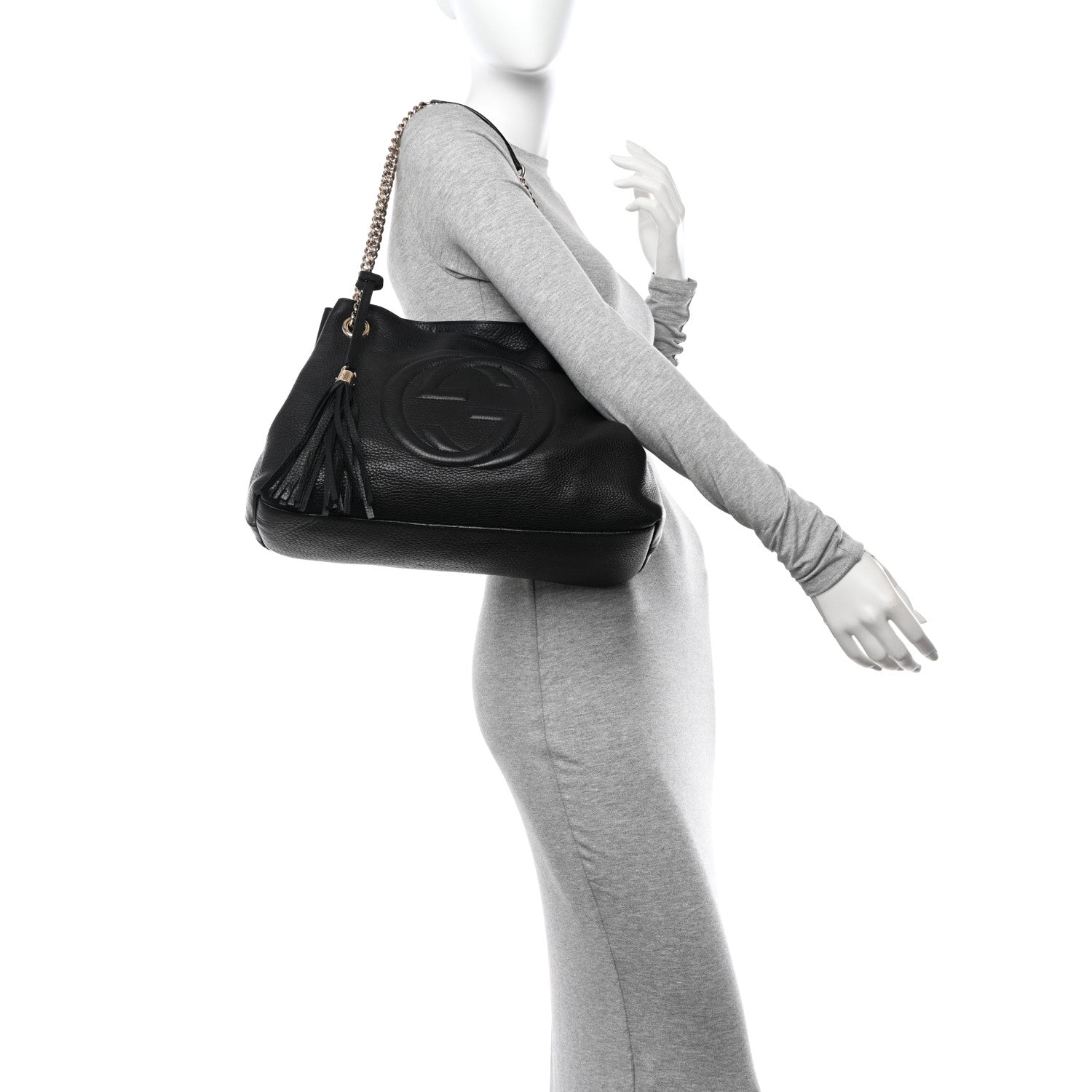 Gucci Pebbled Calfskin Medium Soho Chain Shoulder Bag Black 2 of 13