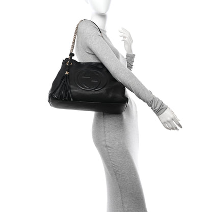 Gucci Pebbled Calfskin Medium Soho Chain Shoulder Bag Black 2 of 13