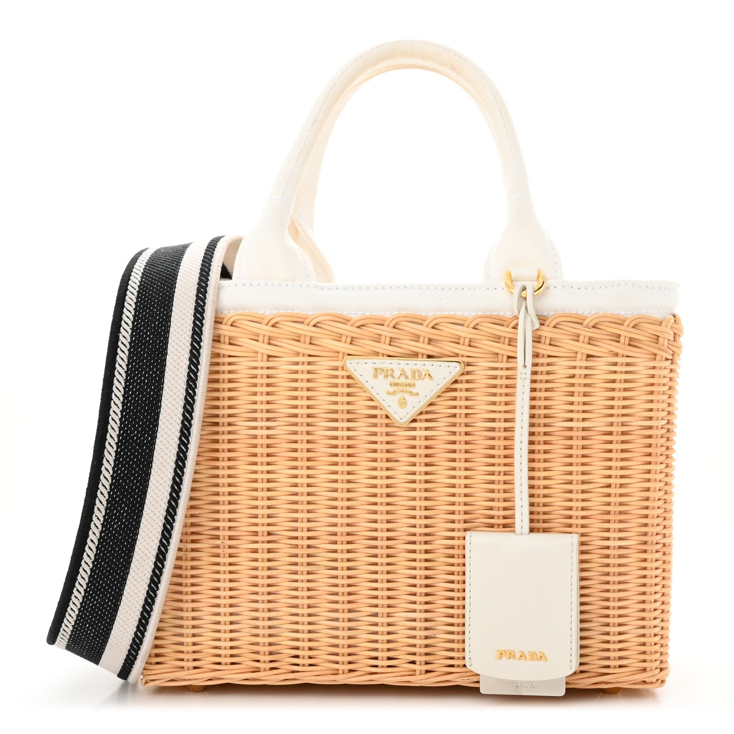 Prada Wicker Canvas Tote Naturale White 1 of 11