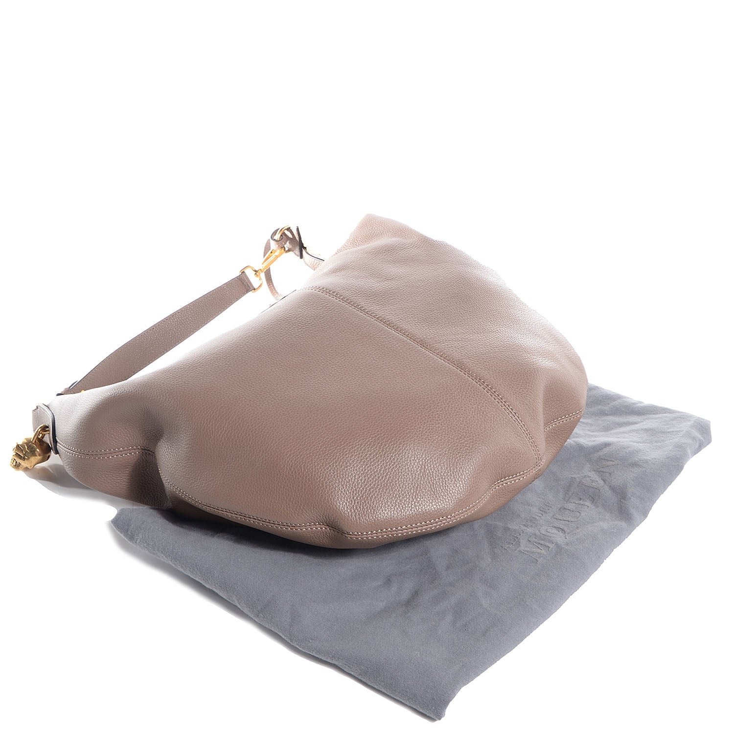 Alexander McQueen Pebbled Calfskin Skull Padlock Hobo Cocco 4 of 8