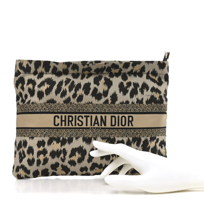 Christian Dior Canvas Embroidered Mizza Diortravel Zipped Pouch Beige Black 2 of 10