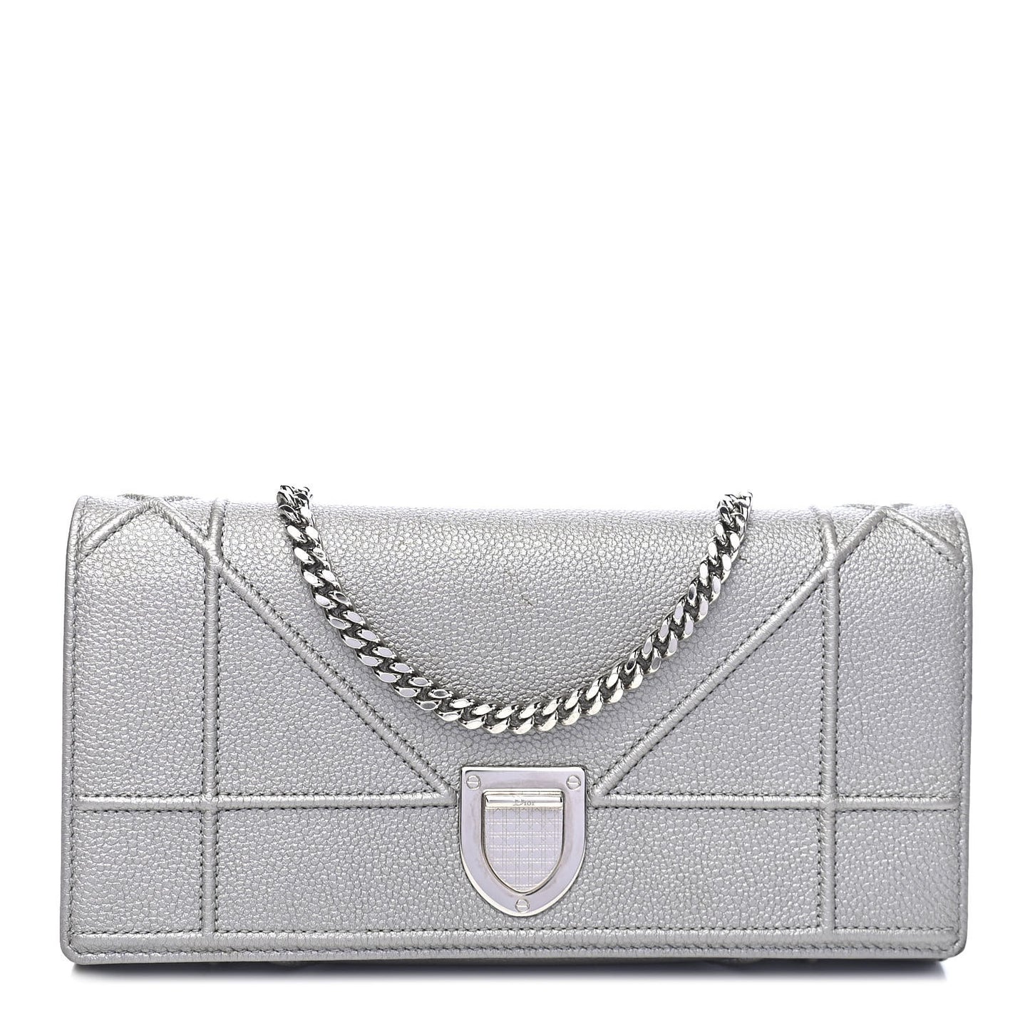 Grained Calfskin Diorama Croisiere Chain Wallet Gris