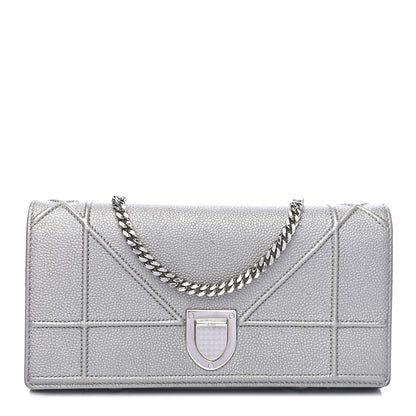 Christian Dior Grained Calfskin Diorama Croisiere Chain Wallet Gris 1 of 9