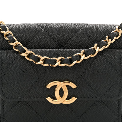 Chanel Caviar Quilted Pocket Twins Clutch With Chain Black 9 of 11