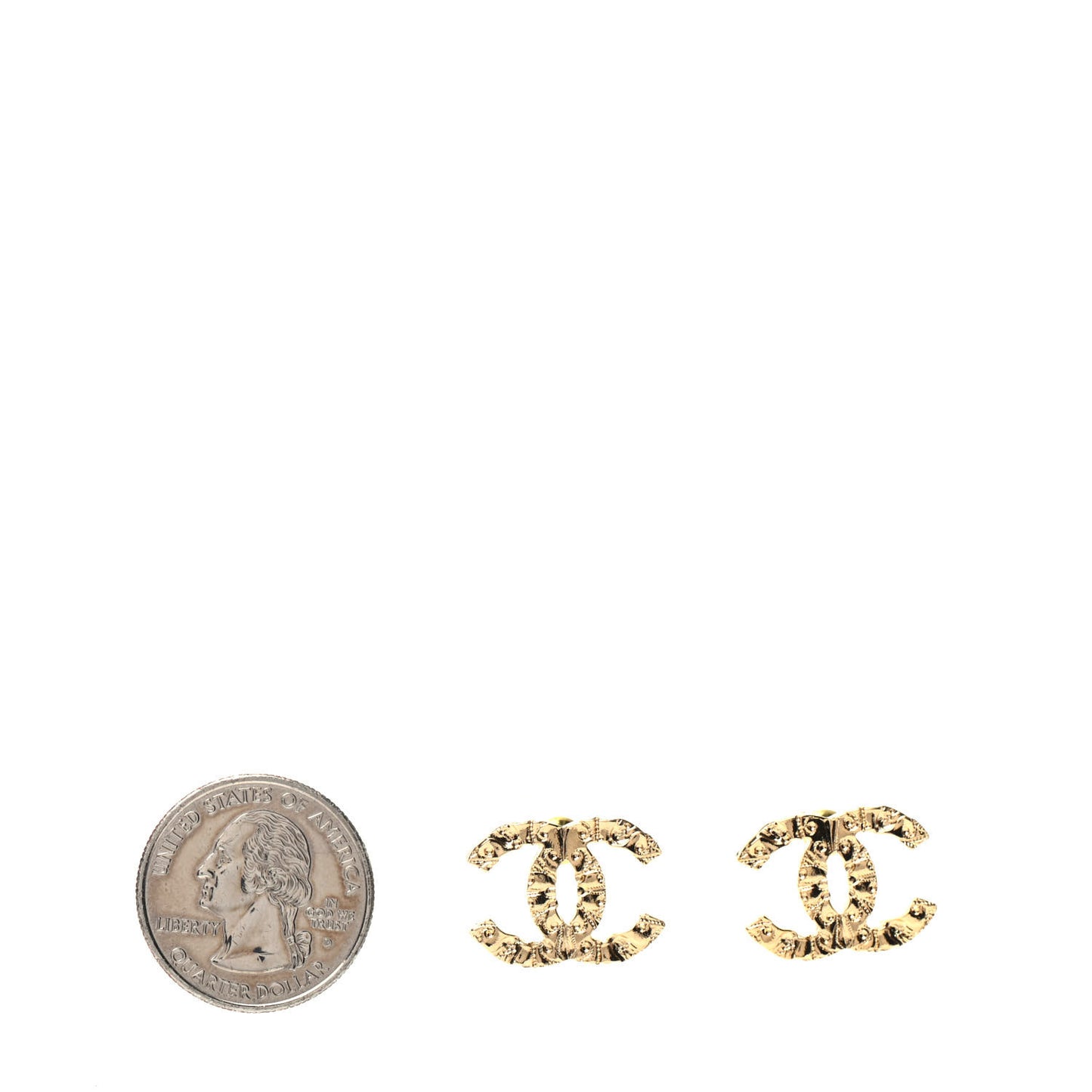 Metal Textured CC Earrings Gold