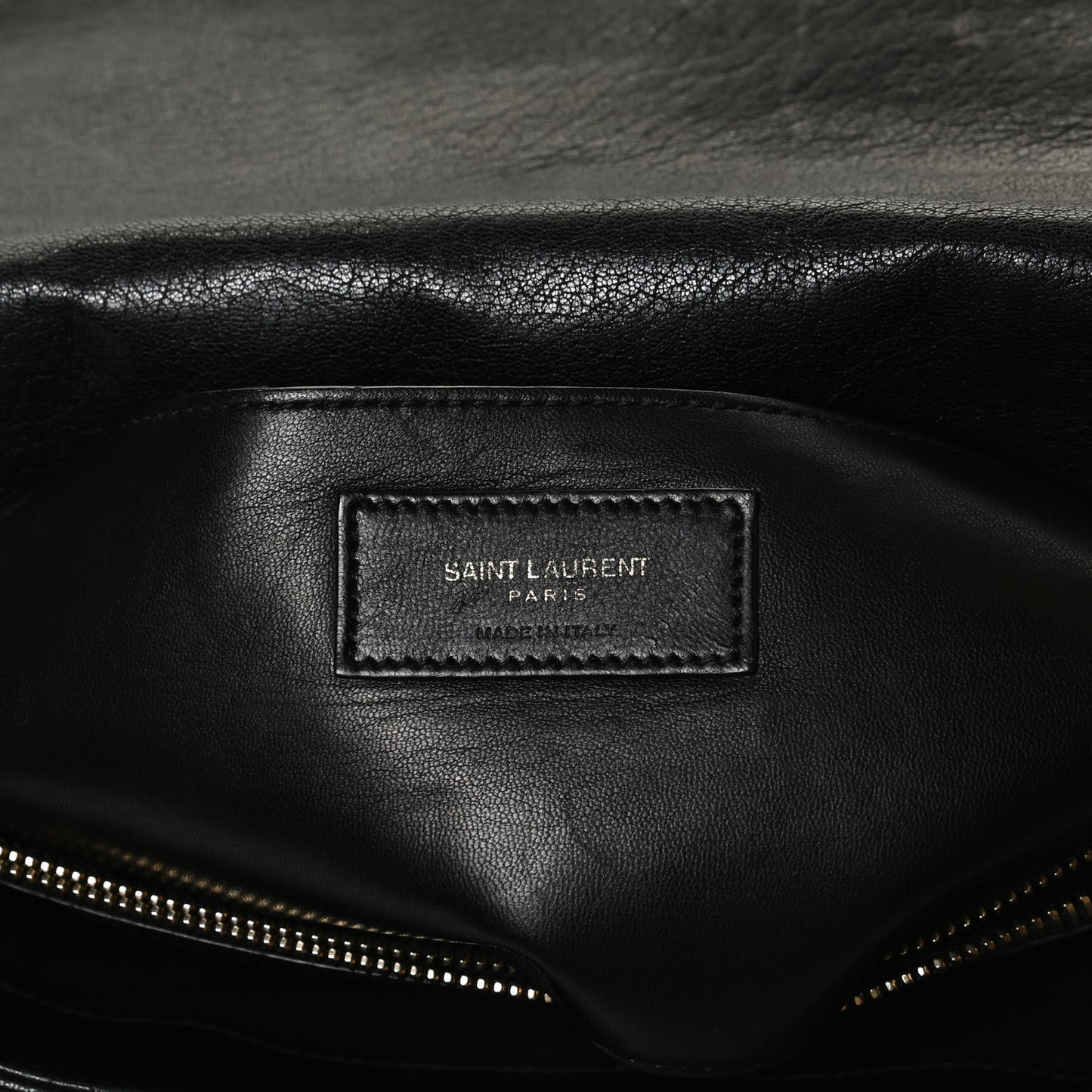 Sheepskin Matelasse Chevron Monogram Large College Satchel Black