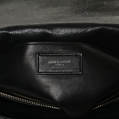 Saint Laurent Sheepskin Matelasse Chevron Monogram Large College Satchel Black 6 of 12