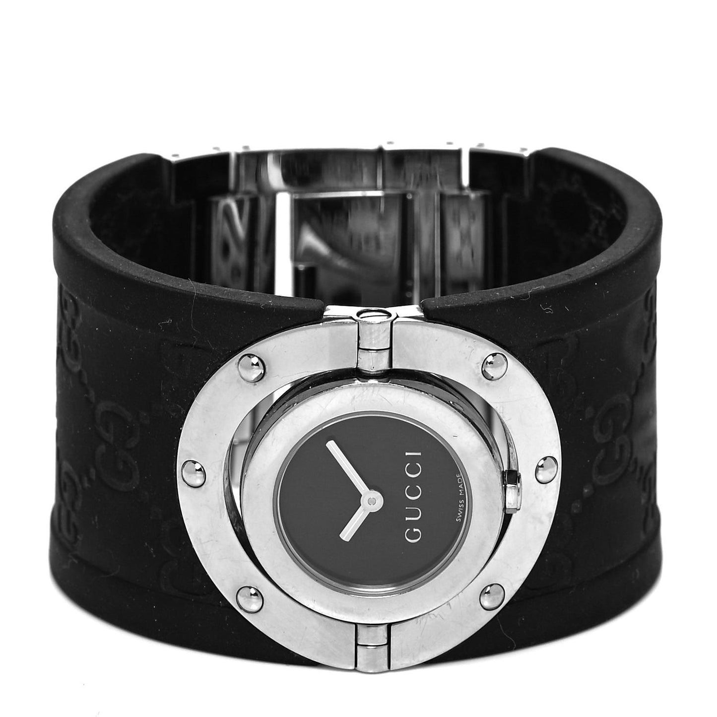 Stainless Steel Rubber 33mm Twirl Quartz Watch Black