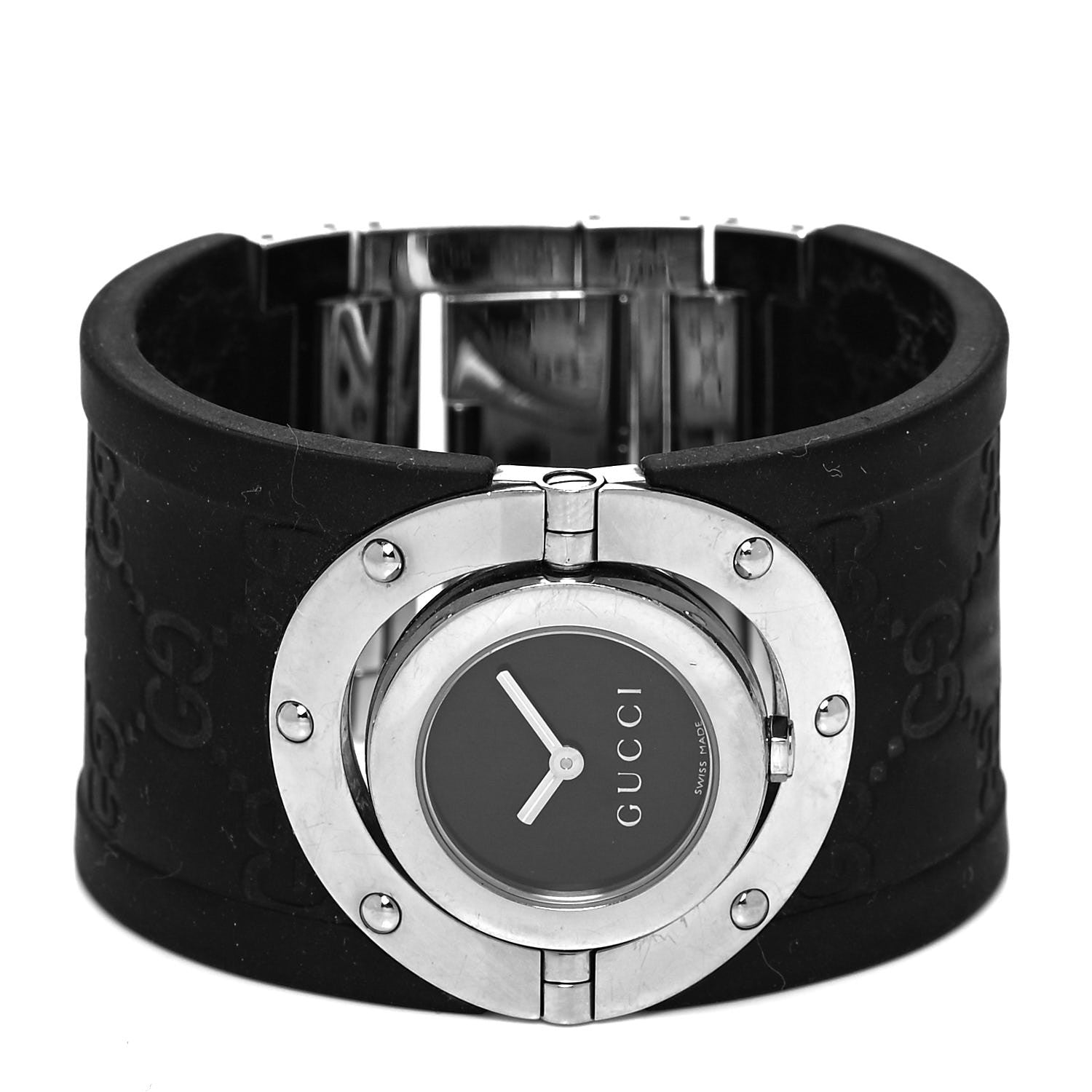 Gucci Stainless Steel Rubber 33mm Twirl Quartz Watch Black 2 of 5