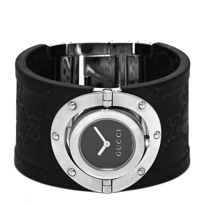 Gucci Stainless Steel Rubber 33mm Twirl Quartz Watch Black 2 of 5
