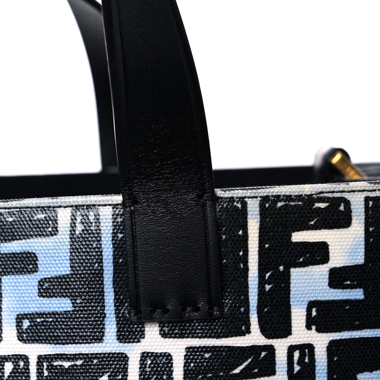 Fendi X JOSHUA VIDES Coated Canvas FF Cloudy Shopping Tote White Celeste Black 19 of 20