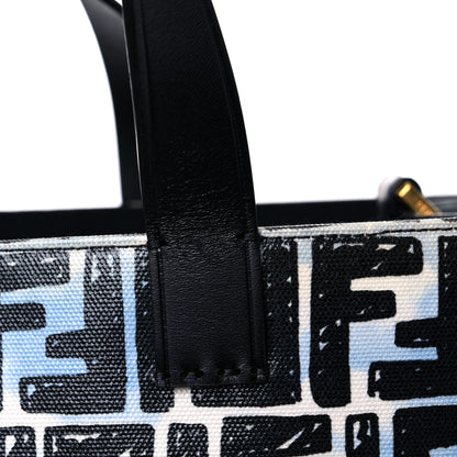 Fendi X JOSHUA VIDES Coated Canvas FF Cloudy Shopping Tote White Celeste Black 19 of 20