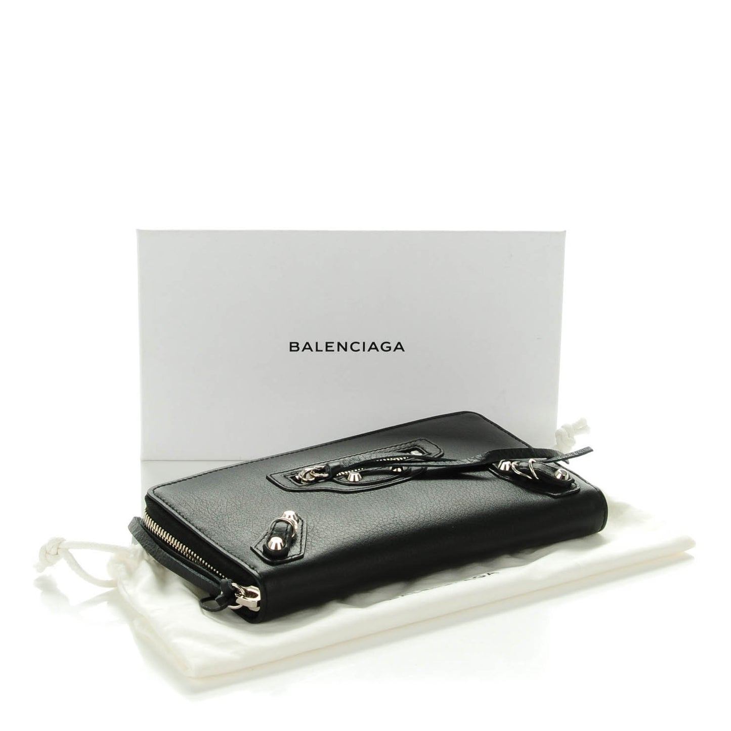 Calfskin Papier Continental Zip Around Wallet Black