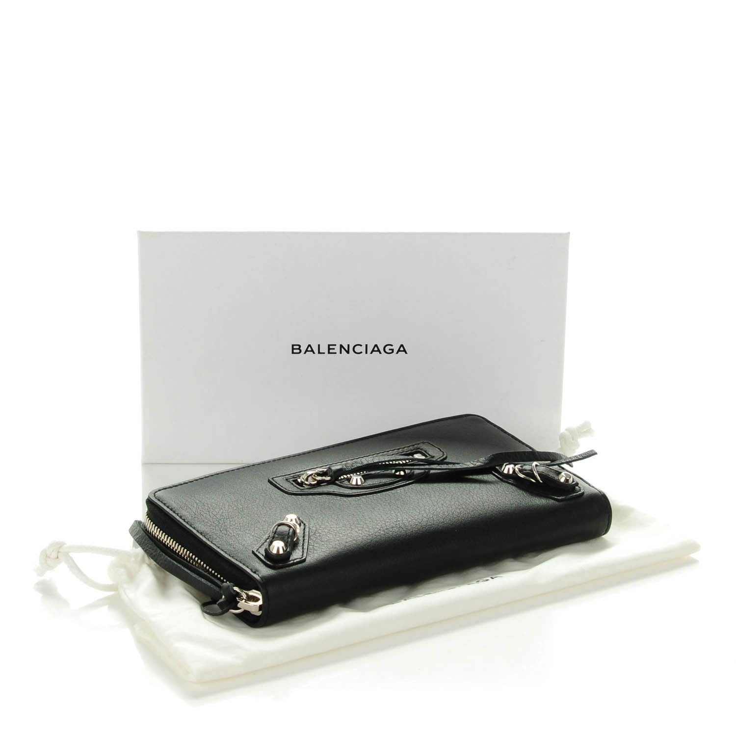 Balenciaga Calfskin Papier Continental Zip Around Wallet Black 4 of 7