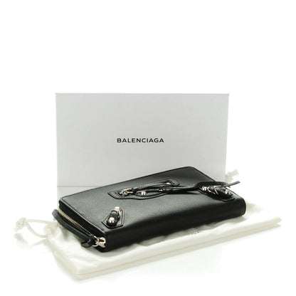 Balenciaga Calfskin Papier Continental Zip Around Wallet Black 4 of 7