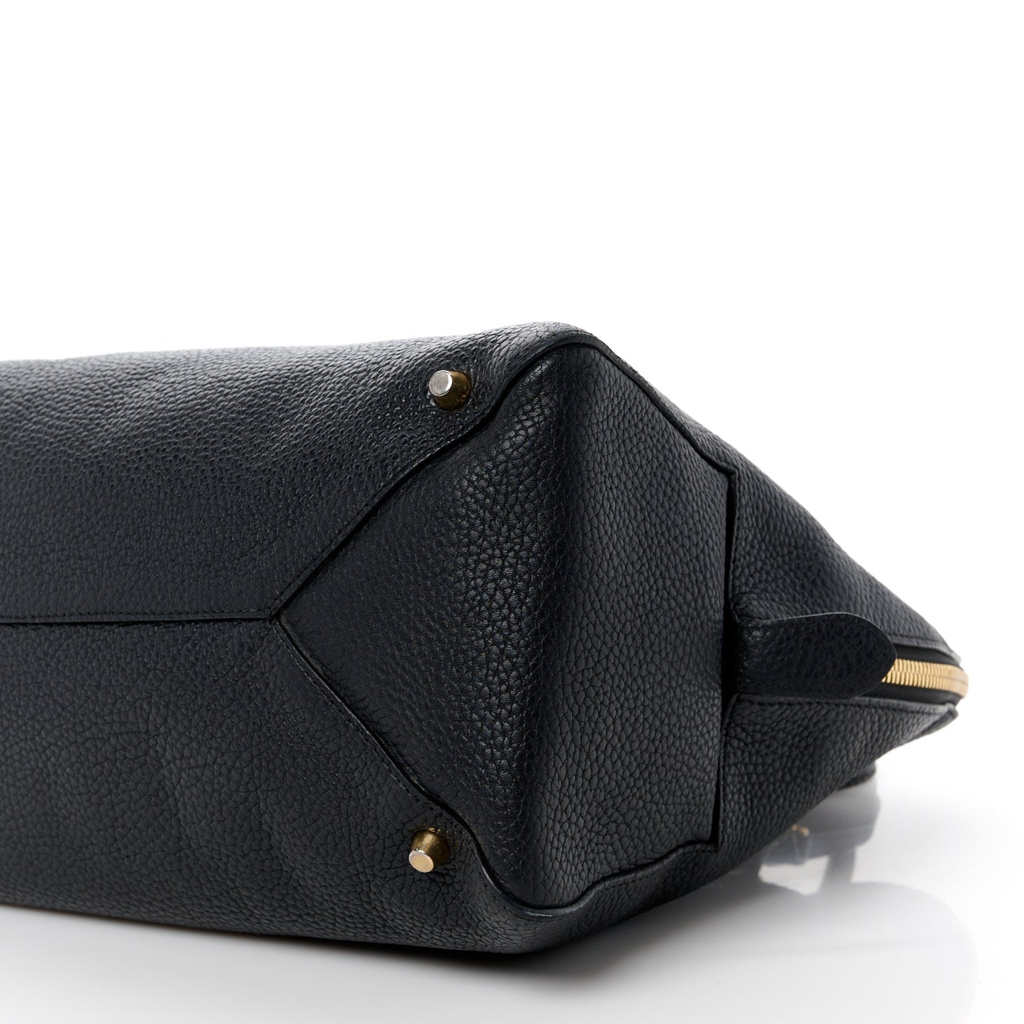 London Grainy Calfskin Small Greenwood Bowling Bag Black