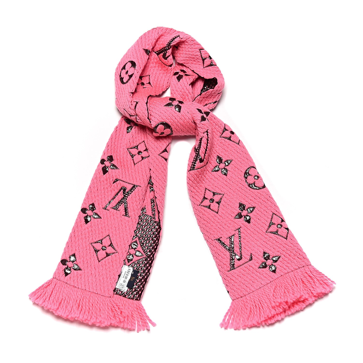Louis Vuitton Wool Silk Logomania Shine Scarf Rose Pop 1 of 4