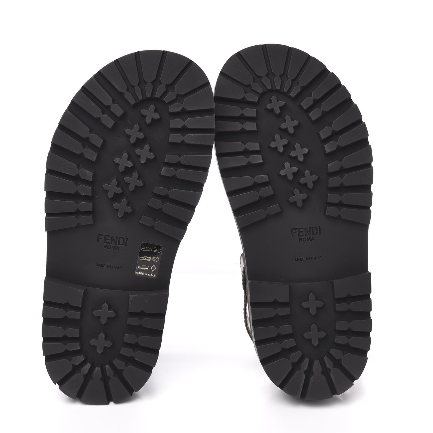 Fendi Vernice High-Tech Glazed Fabric FF Lug Sole Platform Sandals 37 Black Tobacco Moro 5 of 8