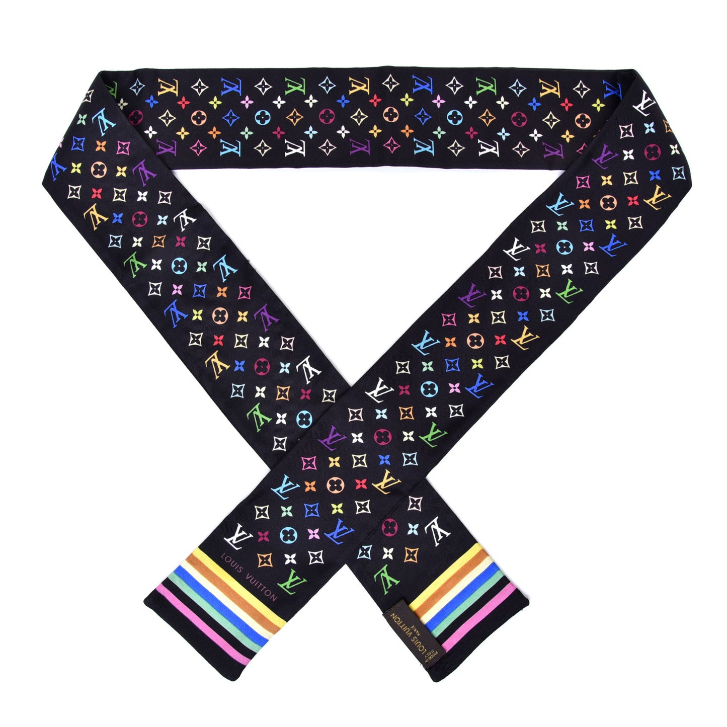 Silk Monogram Multicolor Bandeau Black