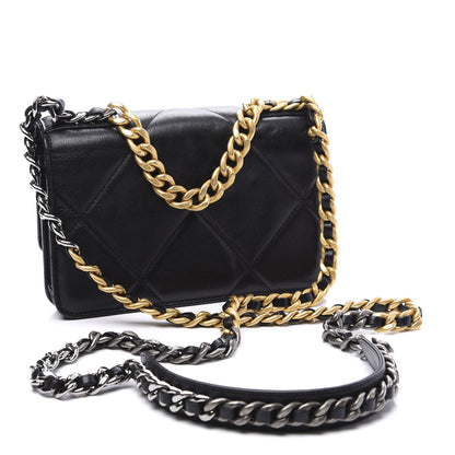 Chanel Lambskin Quilted 19 Wallet On Chain WOC Black 2 of 11