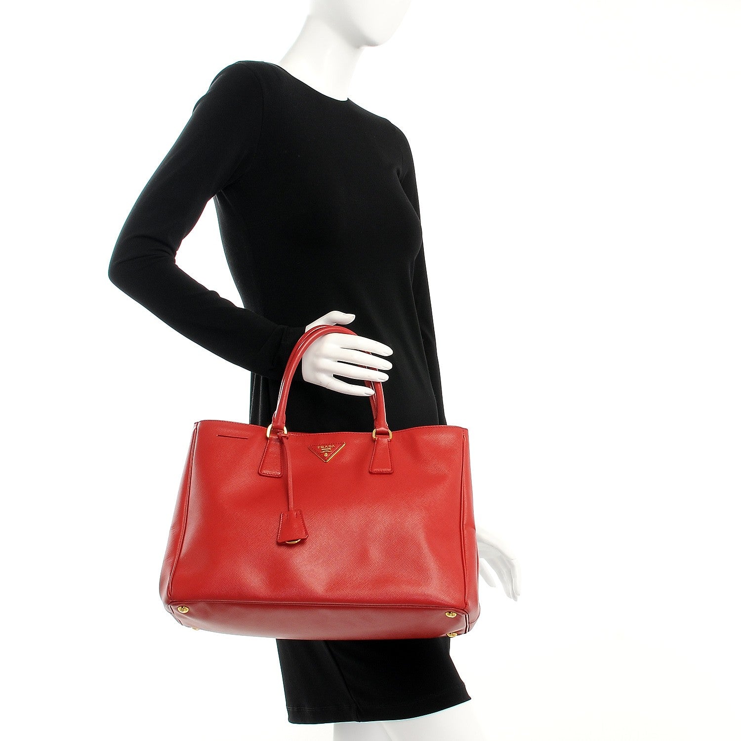 Prada Saffiano Lux Large Tote Fuoco 2 of 8