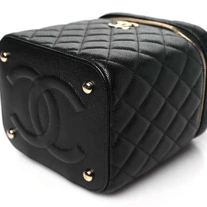 Chanel Caviar Quilted Small Top Handle Vanity Case With Chain Black 10 of 10