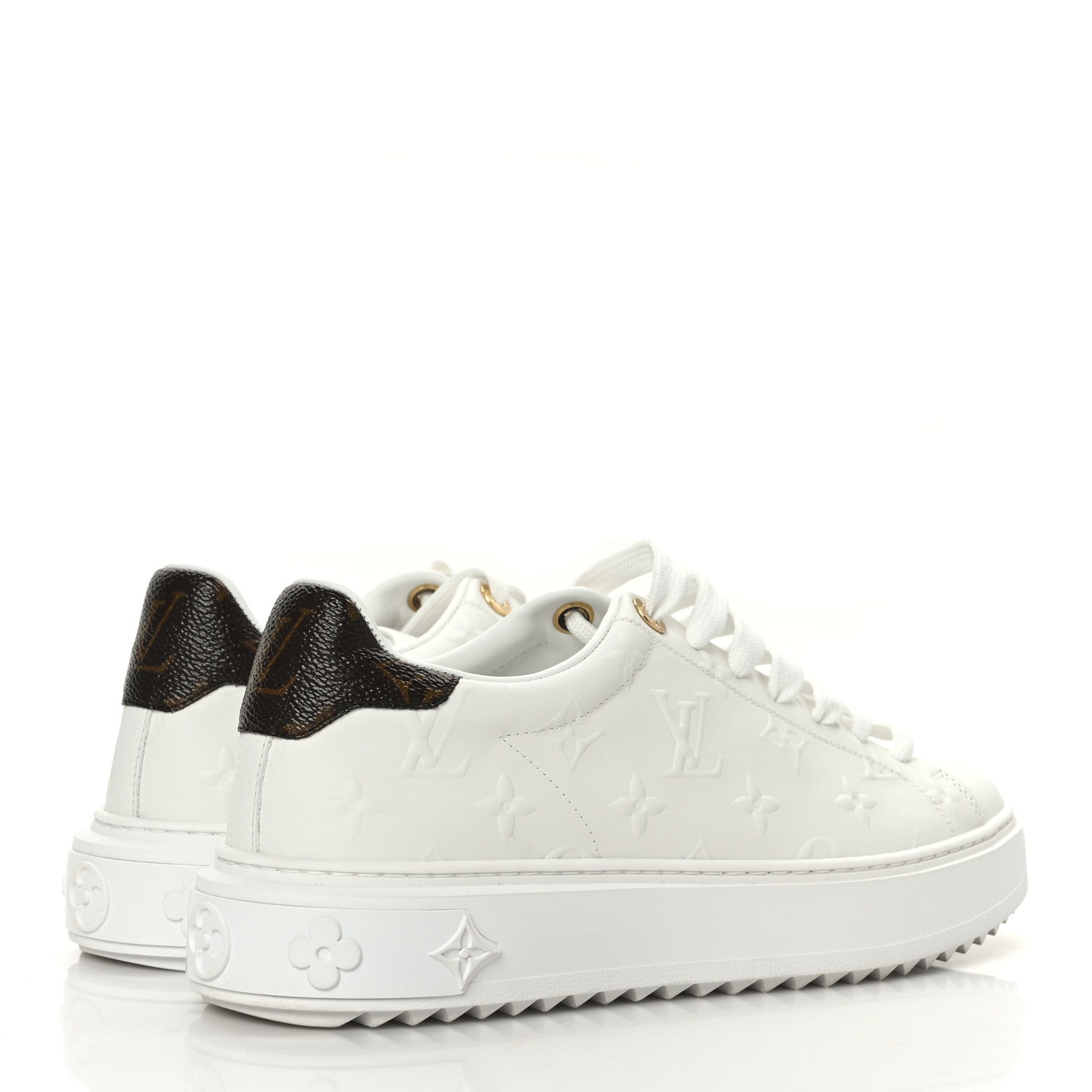 Louis Vuitton Calfskin Monogram Debossed Time Out Sneakers 38 White 4 of 8