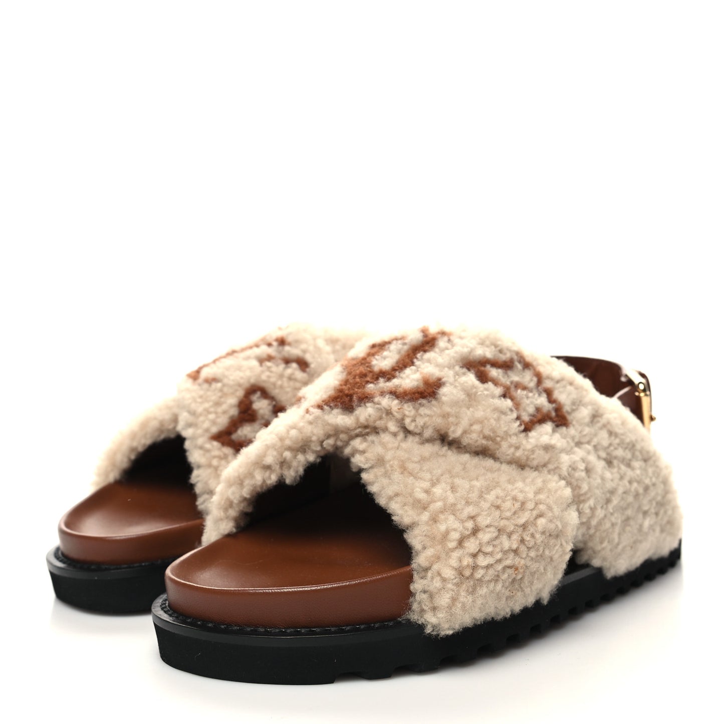 Shearling Paseo Flat Comfort Sandal 40 Nude
