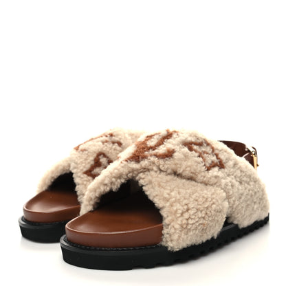 Louis Vuitton Shearling Paseo Flat Comfort Sandal 40 Nude 3 of 7
